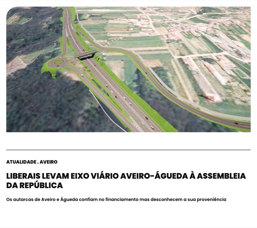 Liberais levam eixo viário Aveiro-Águeda à Assembleia da República