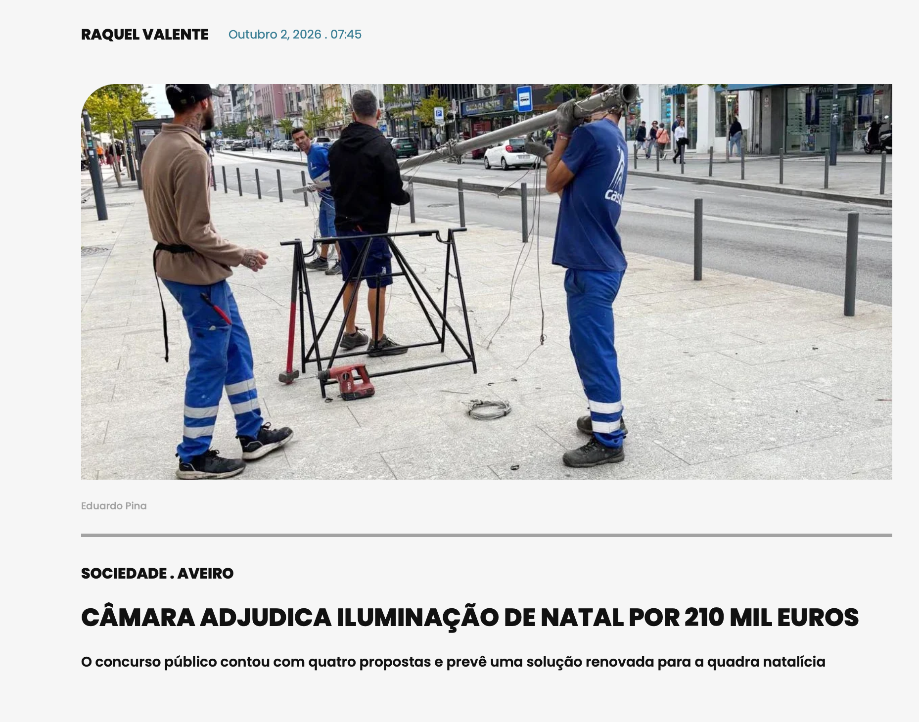 Câmara adjudica iluminação de Natal por 210 mil euros