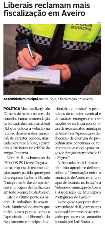 Liberais reclamam mais fiscalização em Aveiro
