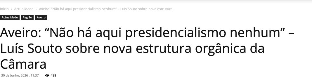 Aveiro: “Não há aqui presidencialismo nenhum” – Luís Souto sobre nova estrutura orgânica da Câmara