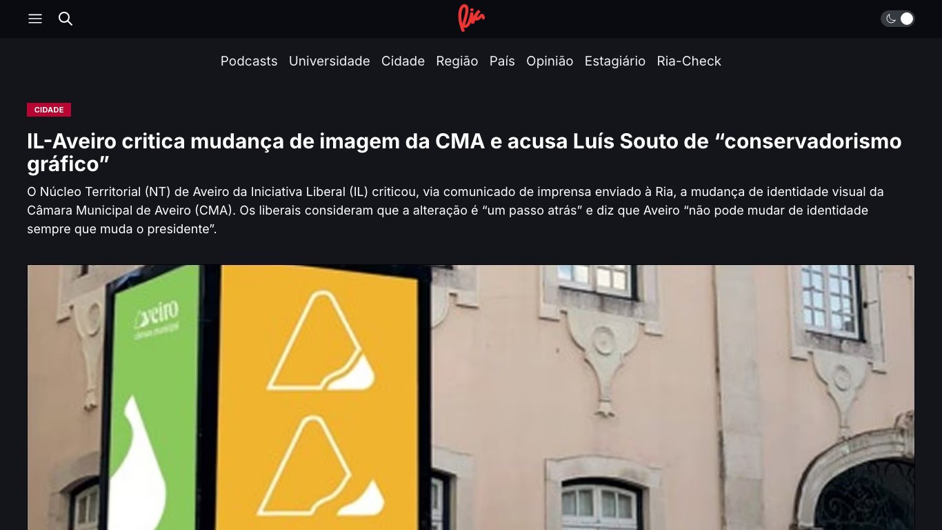 IL-Aveiro critica mudança de imagem da CMA e acusa Luís Souto de “conservadorismo gráfico”